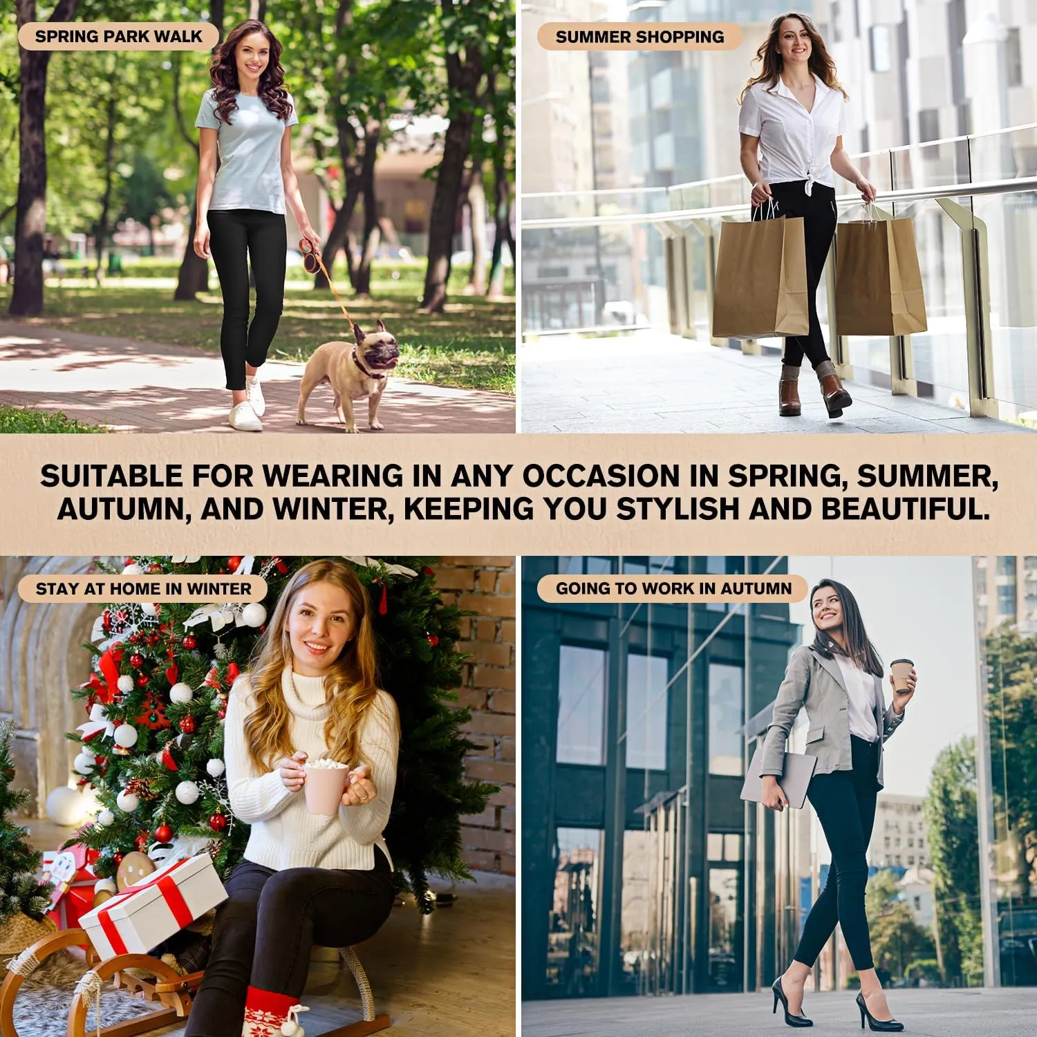 Pants for Women, Comfort Stretch Skinny Slim Dress Pants, Skinny High Waist Pull on Pants with Pockets…