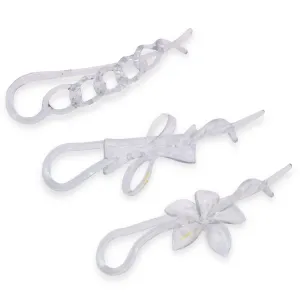 Parcelona French Twist n Clip Flower, Bow and Chain 4" Celluloid Metal Free Hair Barrette Clips Non Slip Women Hair Accessories Hair Clip for Girls, Made in France(Crystal Clear)