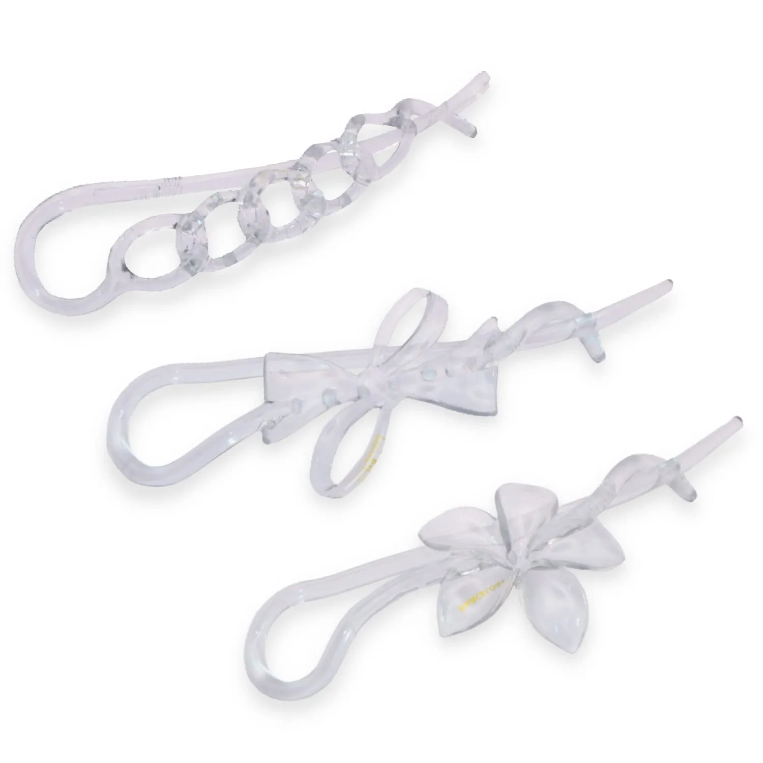 Parcelona French Twist n Clip Flower, Bow and Chain 4" Celluloid Metal Free Hair Barrette Clips Non Slip Women Hair Accessories Hair Clip for Girls, Made in France(Crystal Clear)