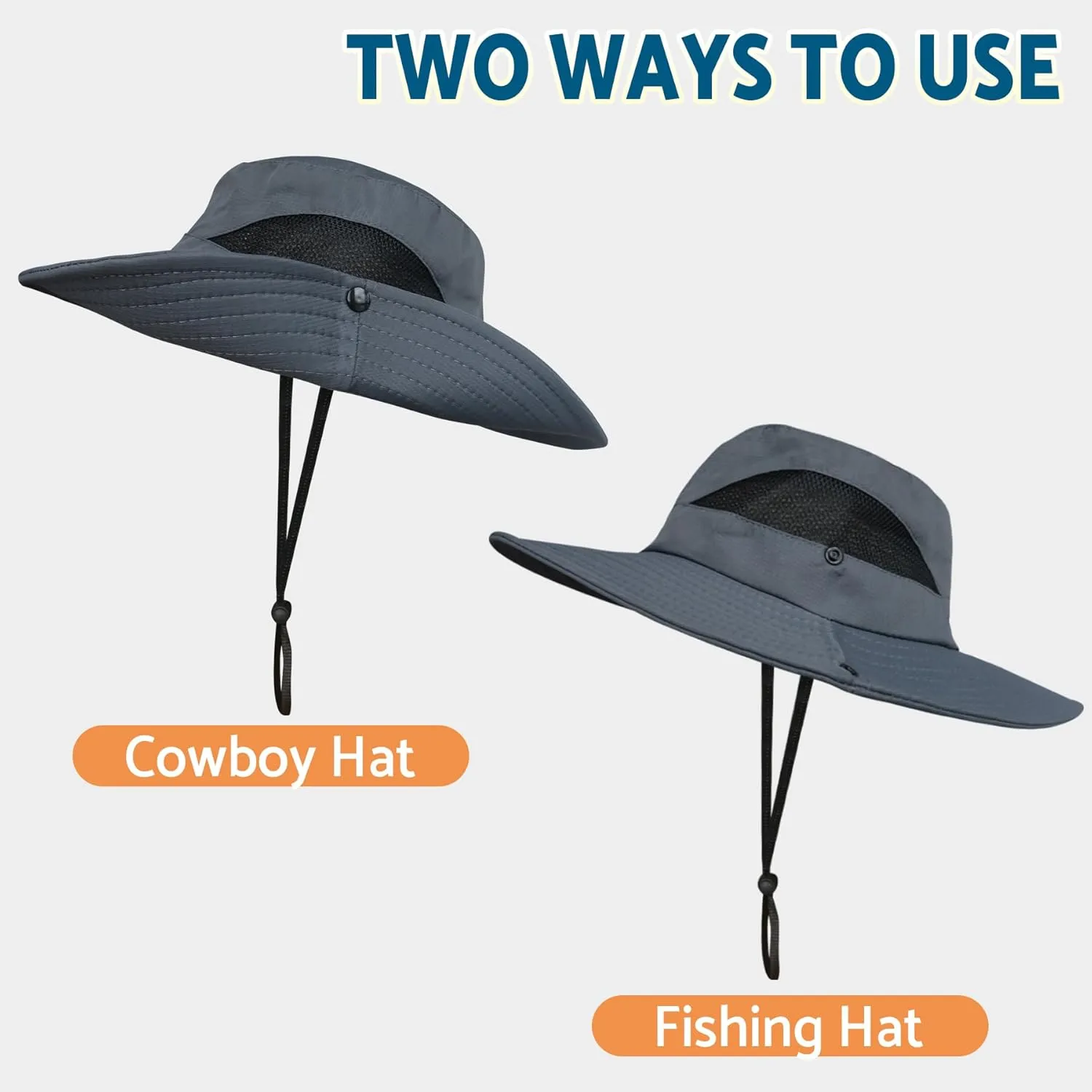 PFFY Sun Bucket Hats for Men Women 3” Wide Brim UPF 50  Fishing & Beach Hat