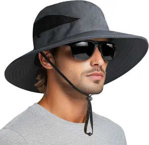 PFFY Sun Bucket Hats for Men Women 3” Wide Brim UPF 50  Fishing & Beach Hat