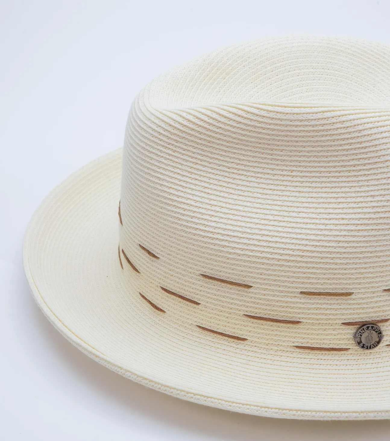 Pineapple&Star Genoa Fedora Bucket Sun Straw Beach Hat Fine Braid UPF50  Unisex