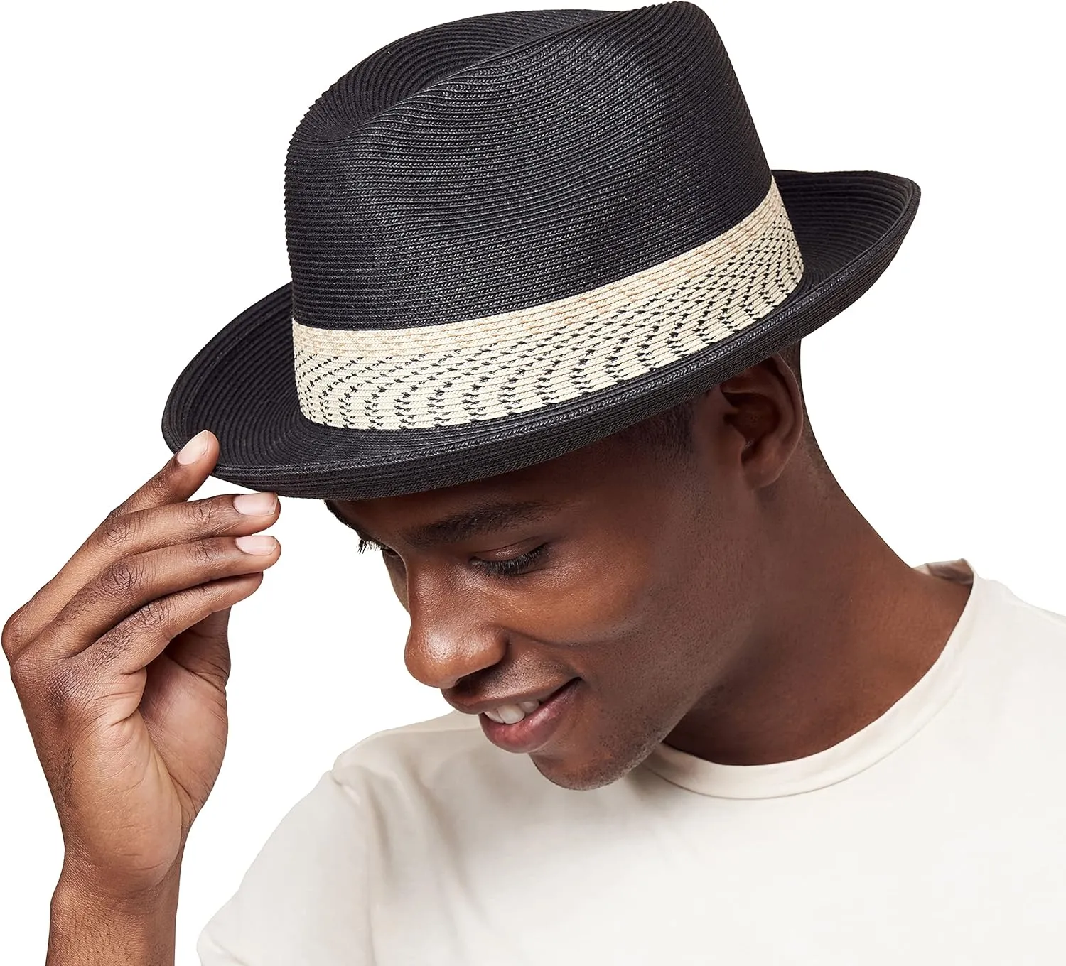 Pineapple&Star Genoa Fedora Bucket Sun Straw Beach Hat Fine Braid UPF50  Unisex