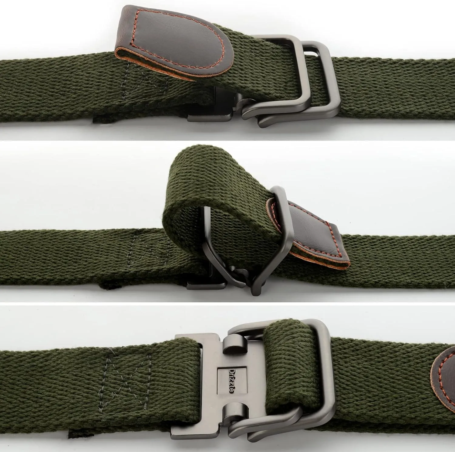 Plus Size 39-75'' Mens Belt Double Ring Canvas Web Fabric Belt Casual Work Tactical Black