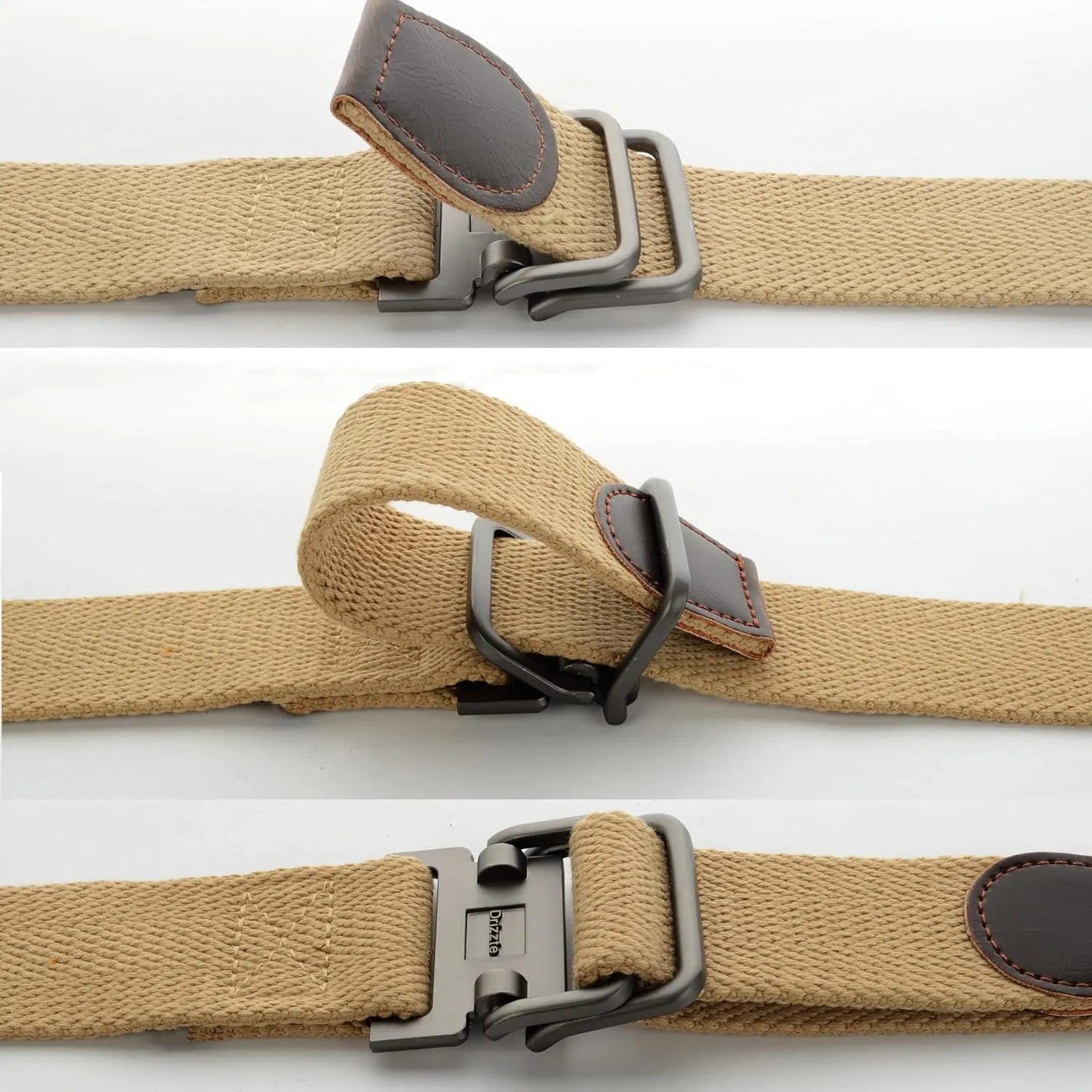 Plus Size 39-75'' Mens Belt Double Ring Canvas Web Fabric Belt Casual Work Tactical Black