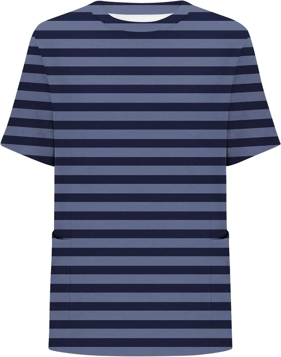 Plus Size Striped Tunic Tops for Women Summer Short Sleeve Crewneck Oversized T Shirt Fashion Cozy Casual Blouse with Pockets