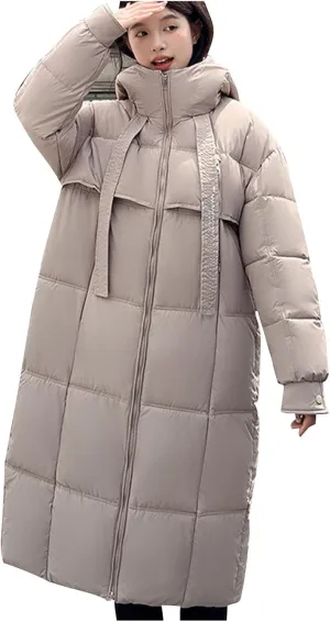 Plus size Thermal Coat for Women Long Length Heavyweight Thicken Down Jackets 2024 Trendy Warm Oversize Puffer Jacket