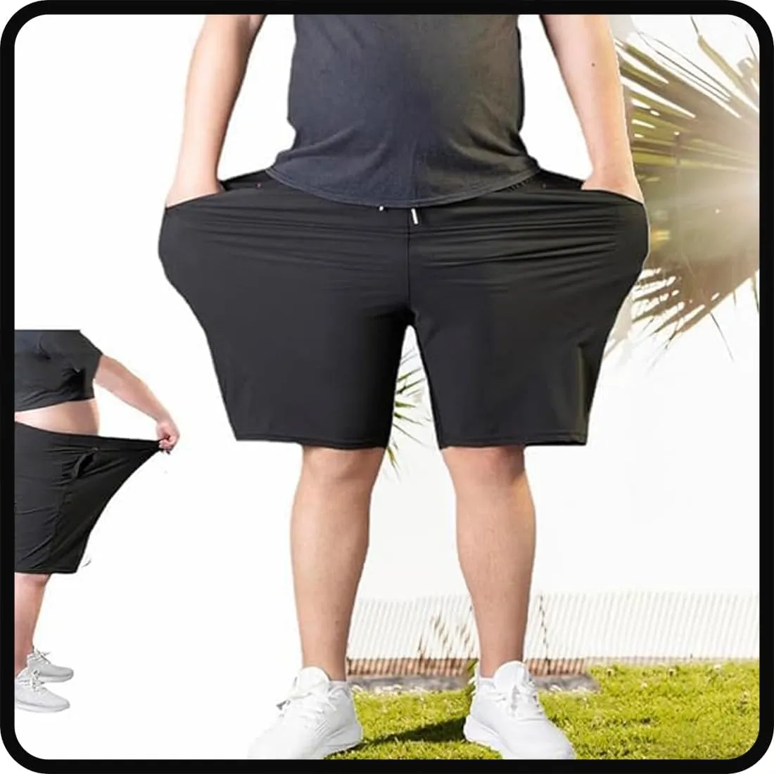Puliam Shorts,Men's Plus Size Ice Silk Stretch Shorts,Mens Quick Dry Beach Running Shorts with Zippered Pockets