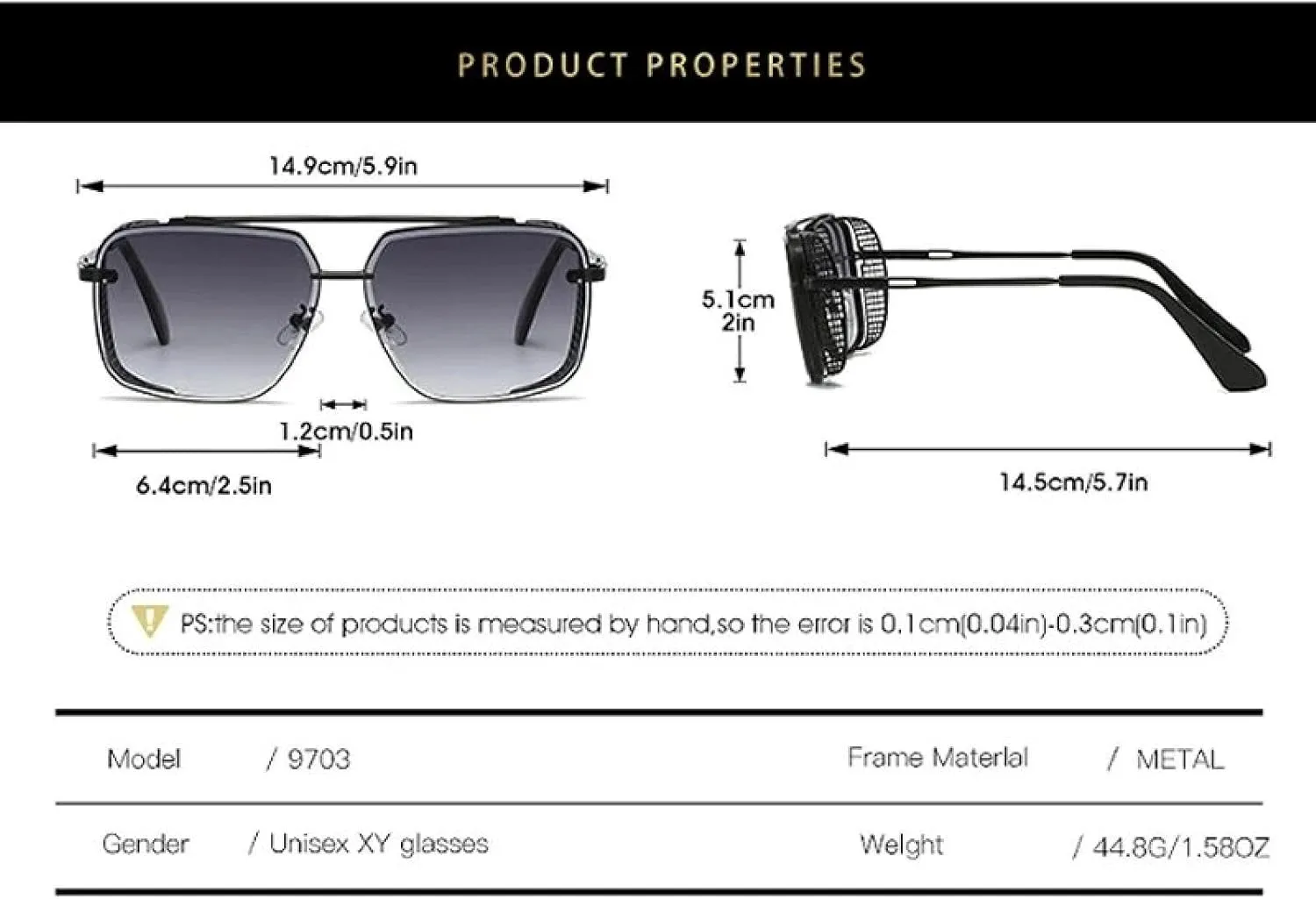 Punk Style Metal Mesh Edge Retro Sunglasses Uv400