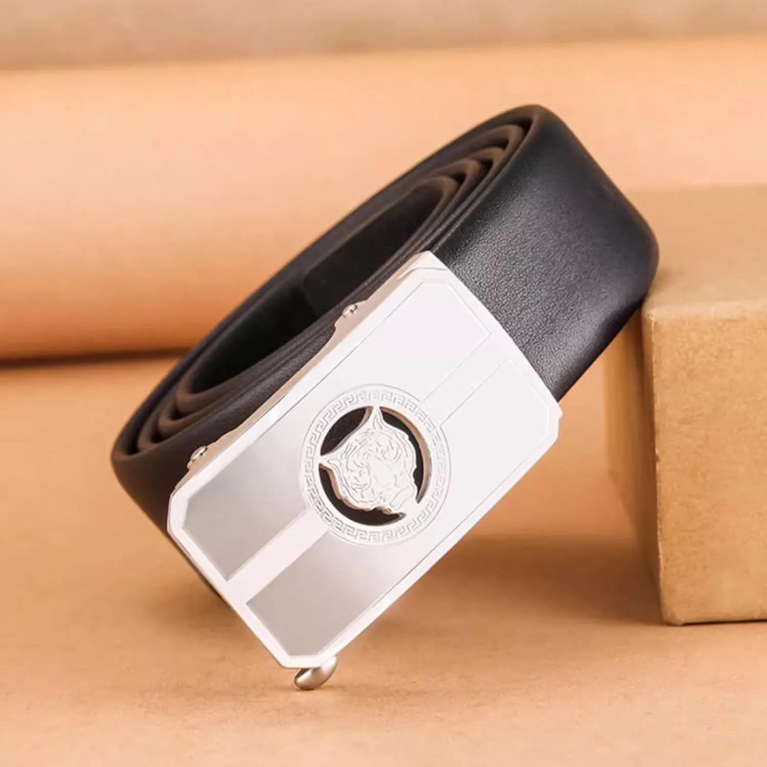 Ratchet Belt for Men - Leather Mens Belt with Automatic Buckle, for Gift Men Dress And Casual,Trim To Fit
