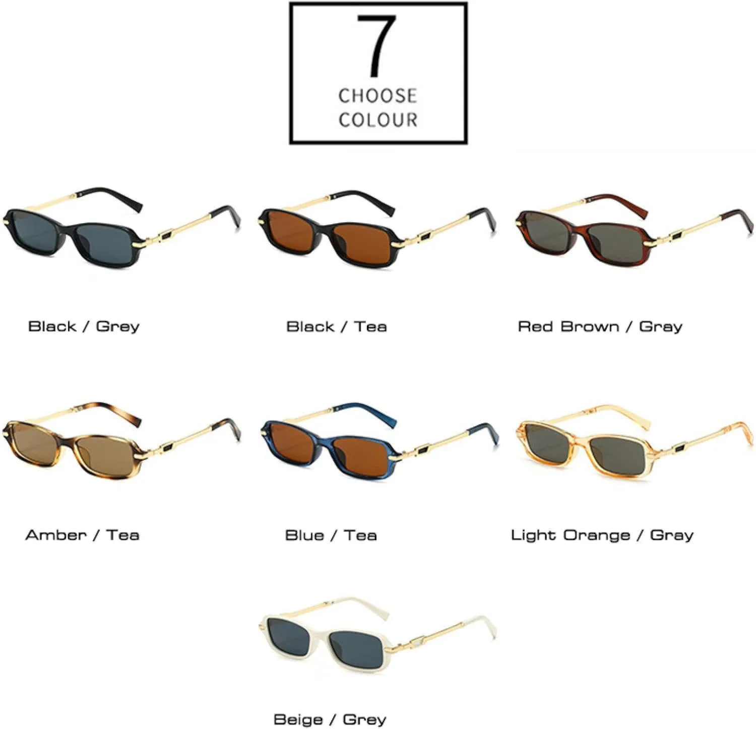 Retro Small Rectangle Men Sunglasses Shades Uv400