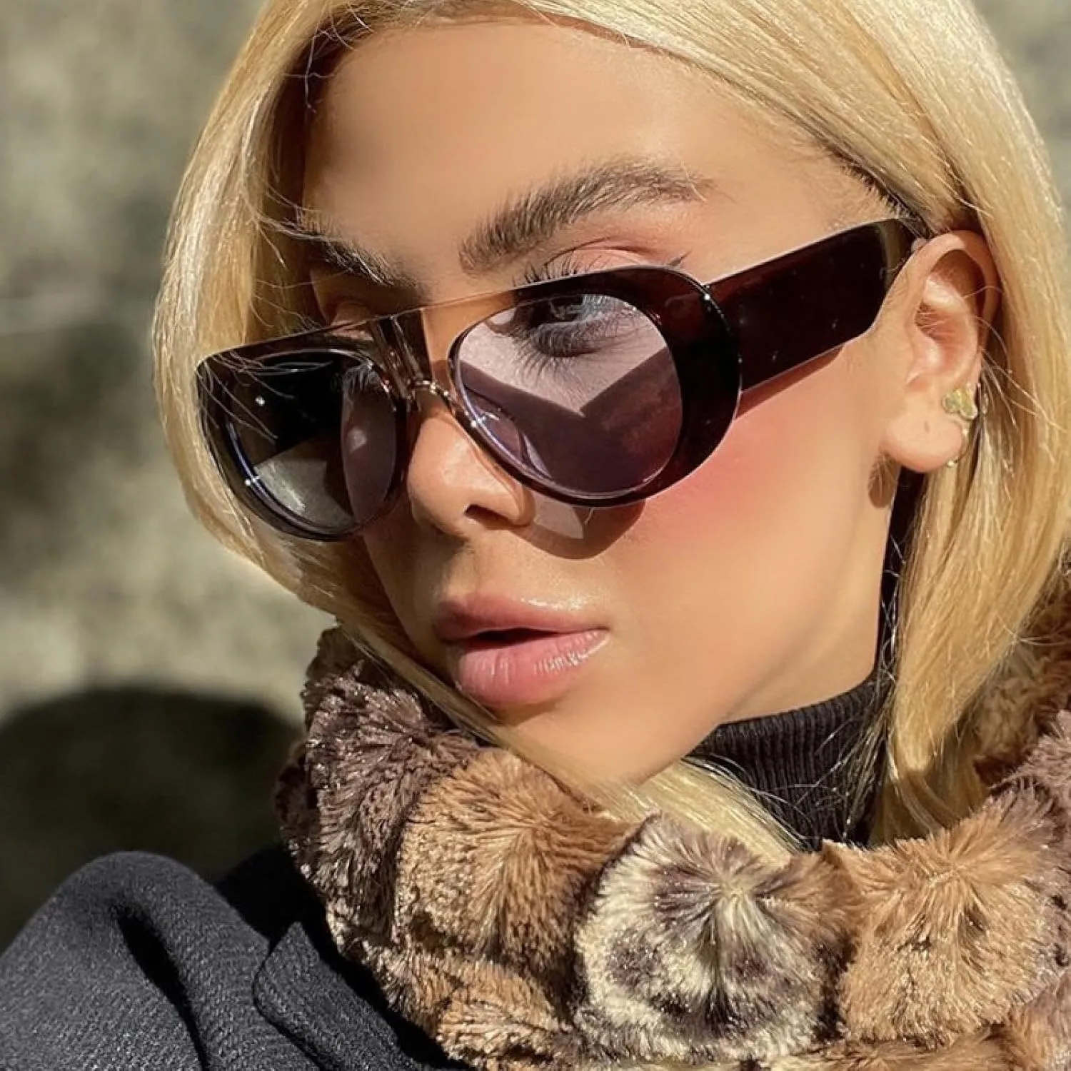 Retro Sunglasses for Women Men Fashion Round Wide Legs Uv400