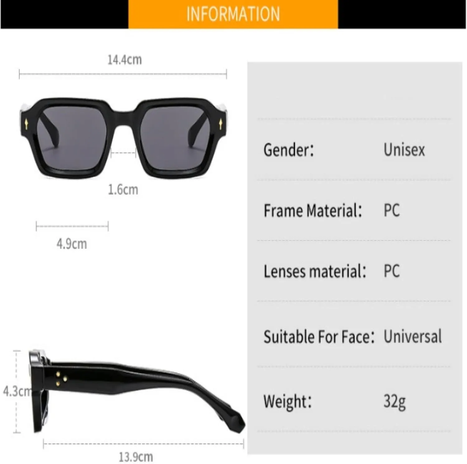 Retro Sunglasses for Women Men Vintage Rivets Outdoor Uv400