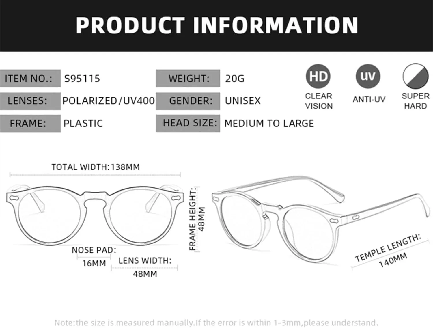 Retro Sunglasses Men Women Fashion Polarized Sun Glasses