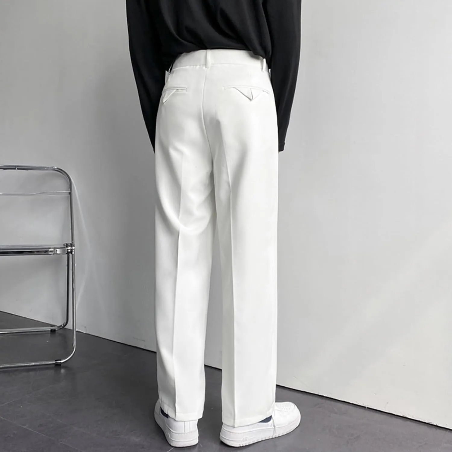 RTRDE Men's Pants Business Casual Pants Loose Solid Color Pleated Dress Pants Trousers for Men, 32-38