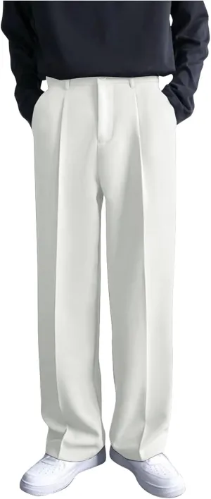 RTRDE Men's Pants Business Casual Pants Loose Solid Color Pleated Dress Pants Trousers for Men, 32-38