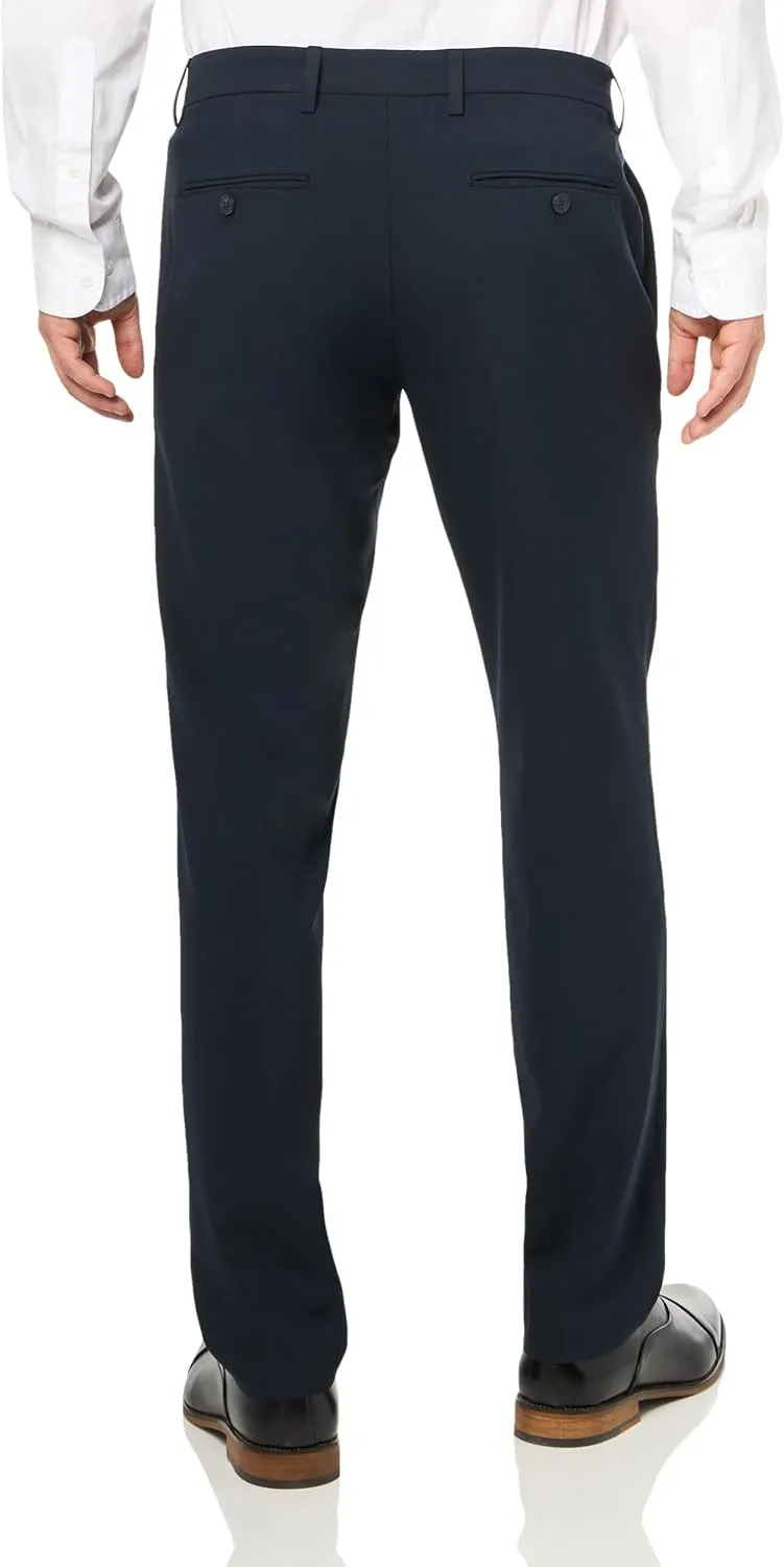 Savane Men's Slim Fit Flat Front Dress Pants with Comfort Waistband, 29"/30"/32" Inseams, 4-Way Stretch, Comfortable Slacks