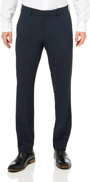 Savane Men's Slim Fit Flat Front Dress Pants with Comfort Waistband, 29"/30"/32" Inseams, 4-Way Stretch, Comfortable Slacks