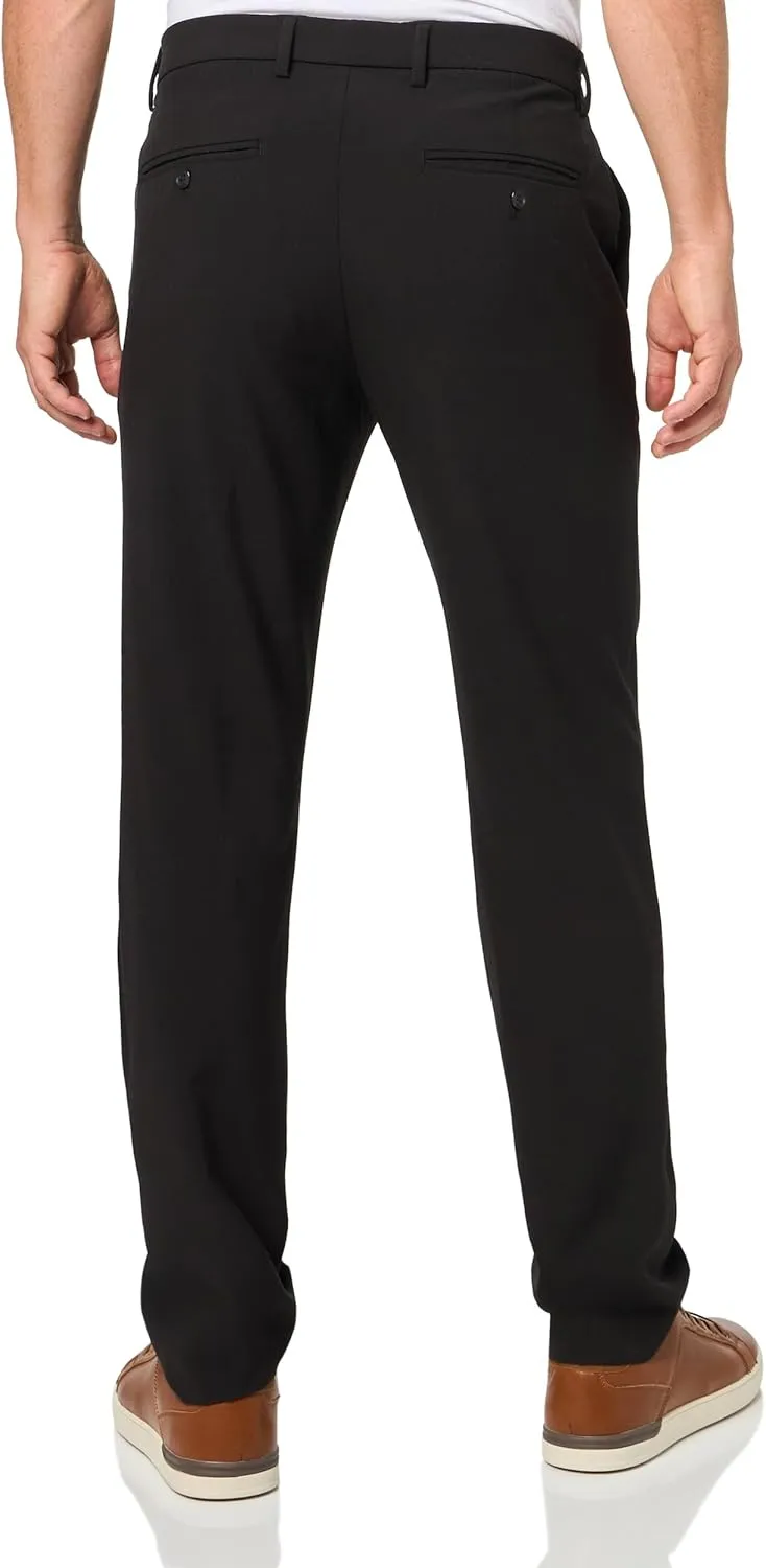 Savane Men's Slim Fit Flat Front Dress Pants with Comfort Waistband, 29"/30"/32" Inseams, 4-Way Stretch, Comfortable Slacks