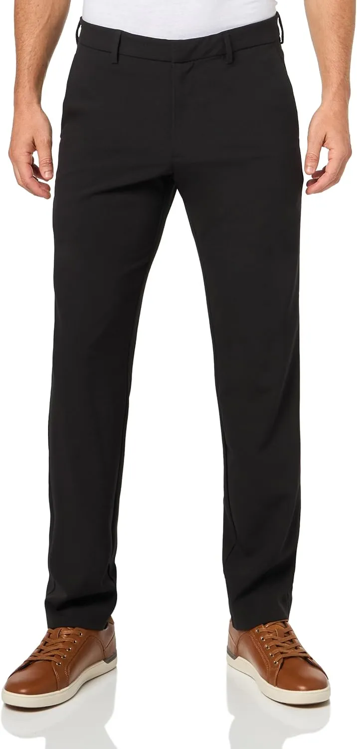 Savane Men's Slim Fit Flat Front Dress Pants with Comfort Waistband, 29"/30"/32" Inseams, 4-Way Stretch, Comfortable Slacks