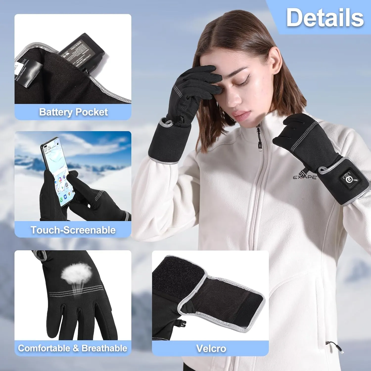 Savior Heated Glove Liners for Men Women,APP Smart Electric Gloves,Rechargeable,Suitable for Driving,Typing,etc.