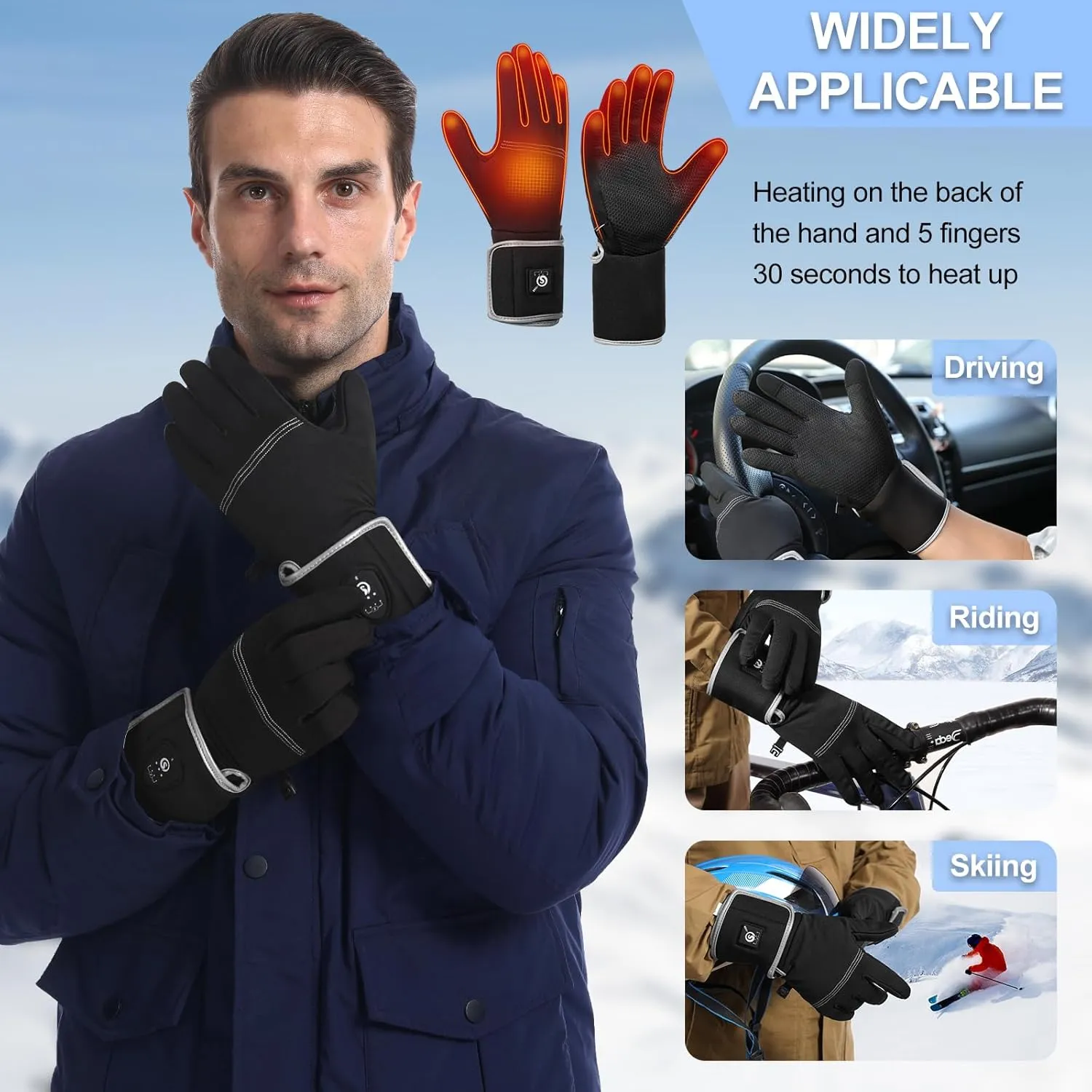 Savior Heated Glove Liners for Men Women,APP Smart Electric Gloves,Rechargeable,Suitable for Driving,Typing,etc.