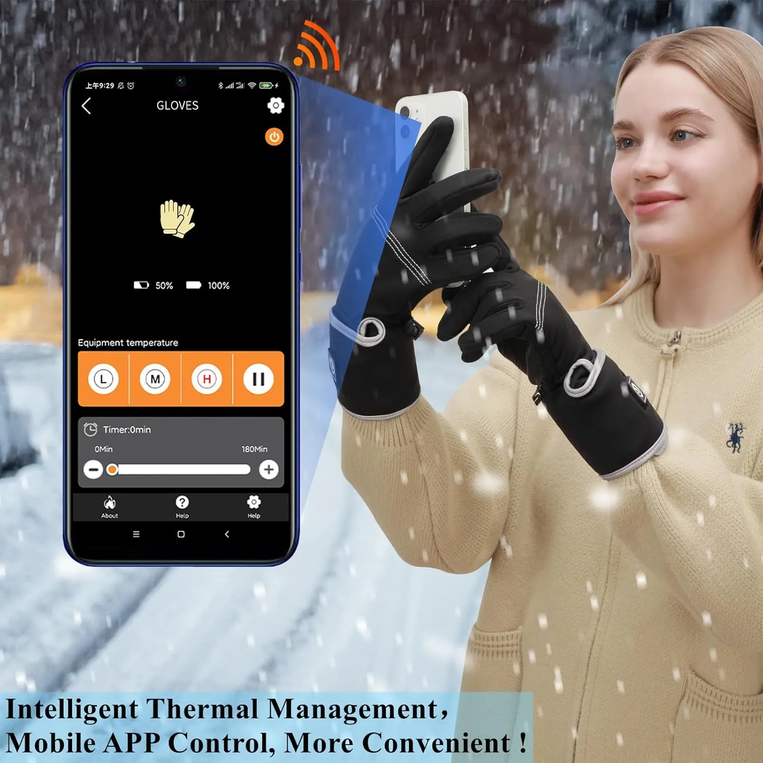 Savior Heated Glove Liners for Men Women,APP Smart Electric Gloves,Rechargeable,Suitable for Driving,Typing,etc.