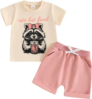 Sejardin Baby Girl Summer Outfit Infant Letter Print Short Sleeve T Shirt Tops and Stretch Shorts 6 12 18 24M 2T Girl Clothes