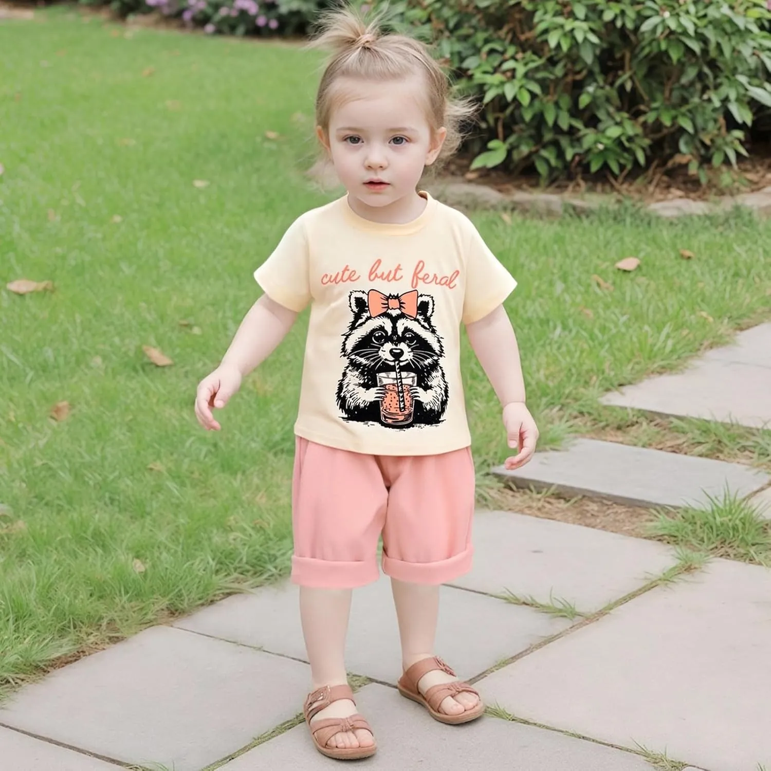Sejardin Baby Girl Summer Outfit Infant Letter Print Short Sleeve T Shirt Tops and Stretch Shorts 6 12 18 24M 2T Girl Clothes