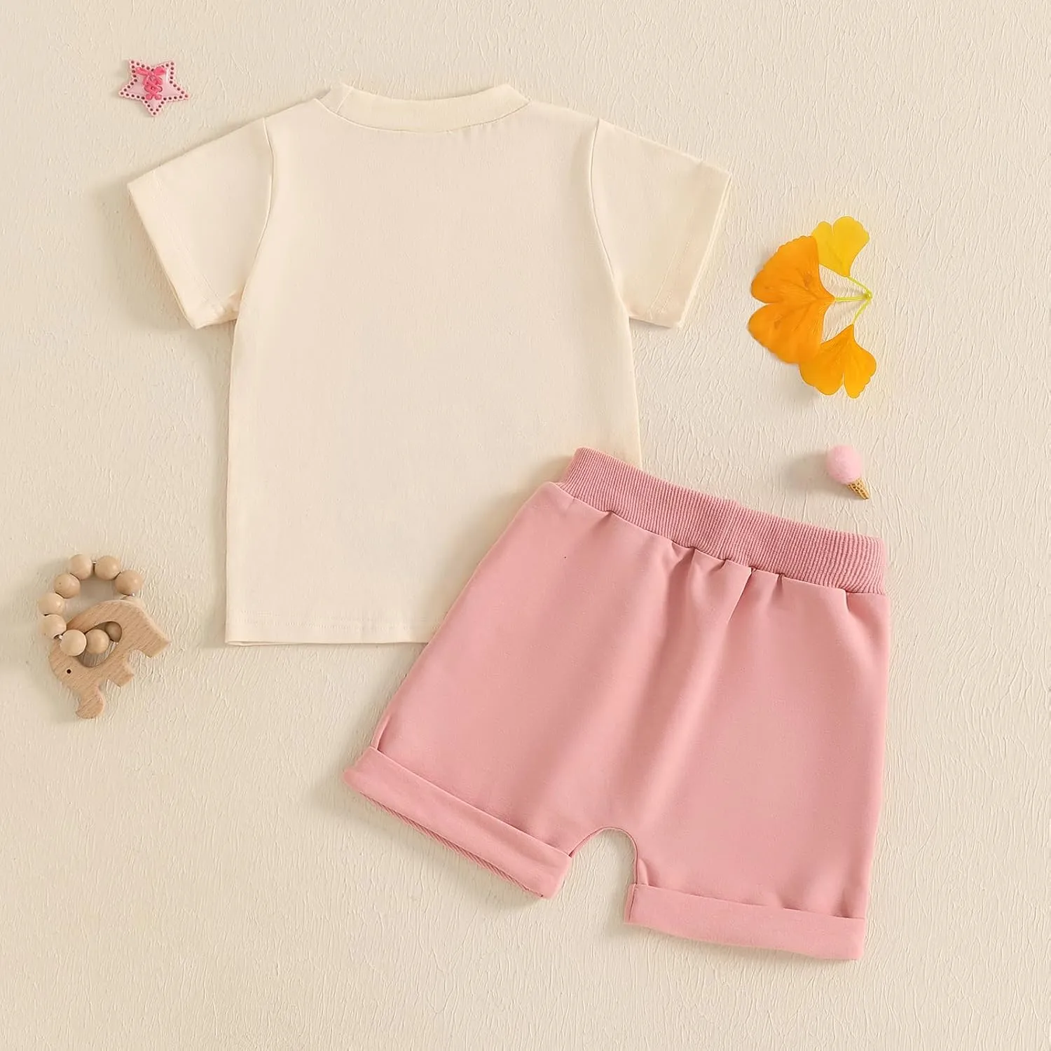 Sejardin Baby Girl Summer Outfit Infant Letter Print Short Sleeve T Shirt Tops and Stretch Shorts 6 12 18 24M 2T Girl Clothes