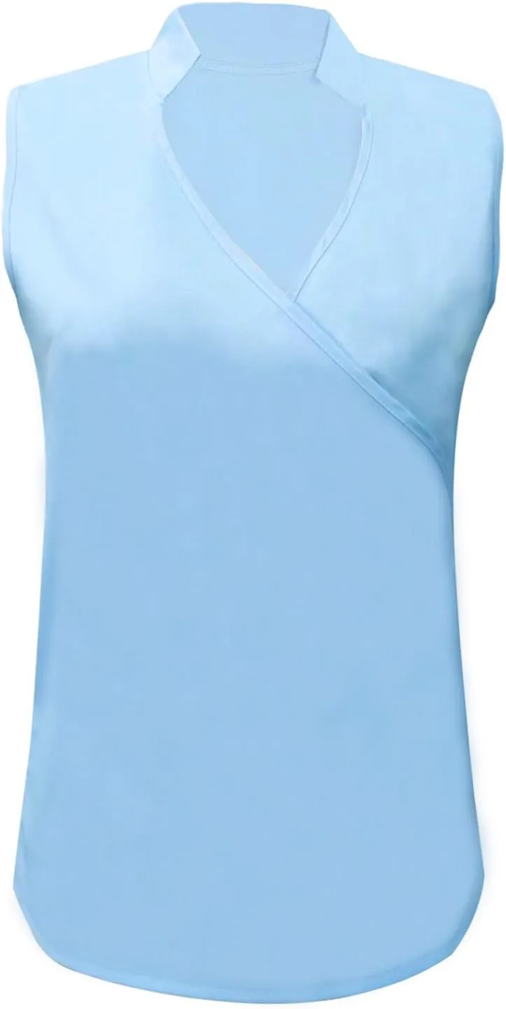 Sexy Tank Tops for Women V Neck Dressy Casual Blouses Sleeveless Cross Wrap Shirts Summer Trendy Business Work Tops