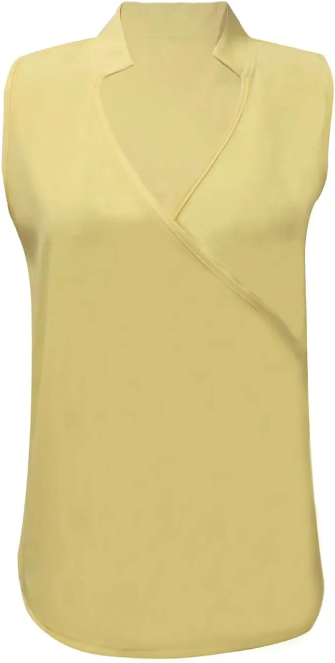 Sexy Tank Tops for Women V Neck Dressy Casual Blouses Sleeveless Cross Wrap Shirts Summer Trendy Business Work Tops