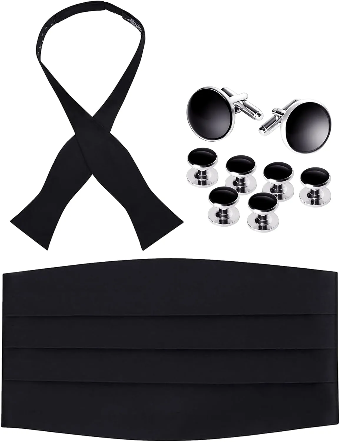 S.H. Churchill & Co. Men's Self Tie Bow Tie and Cummerbund Set for Wedding, Prom, Formal Event