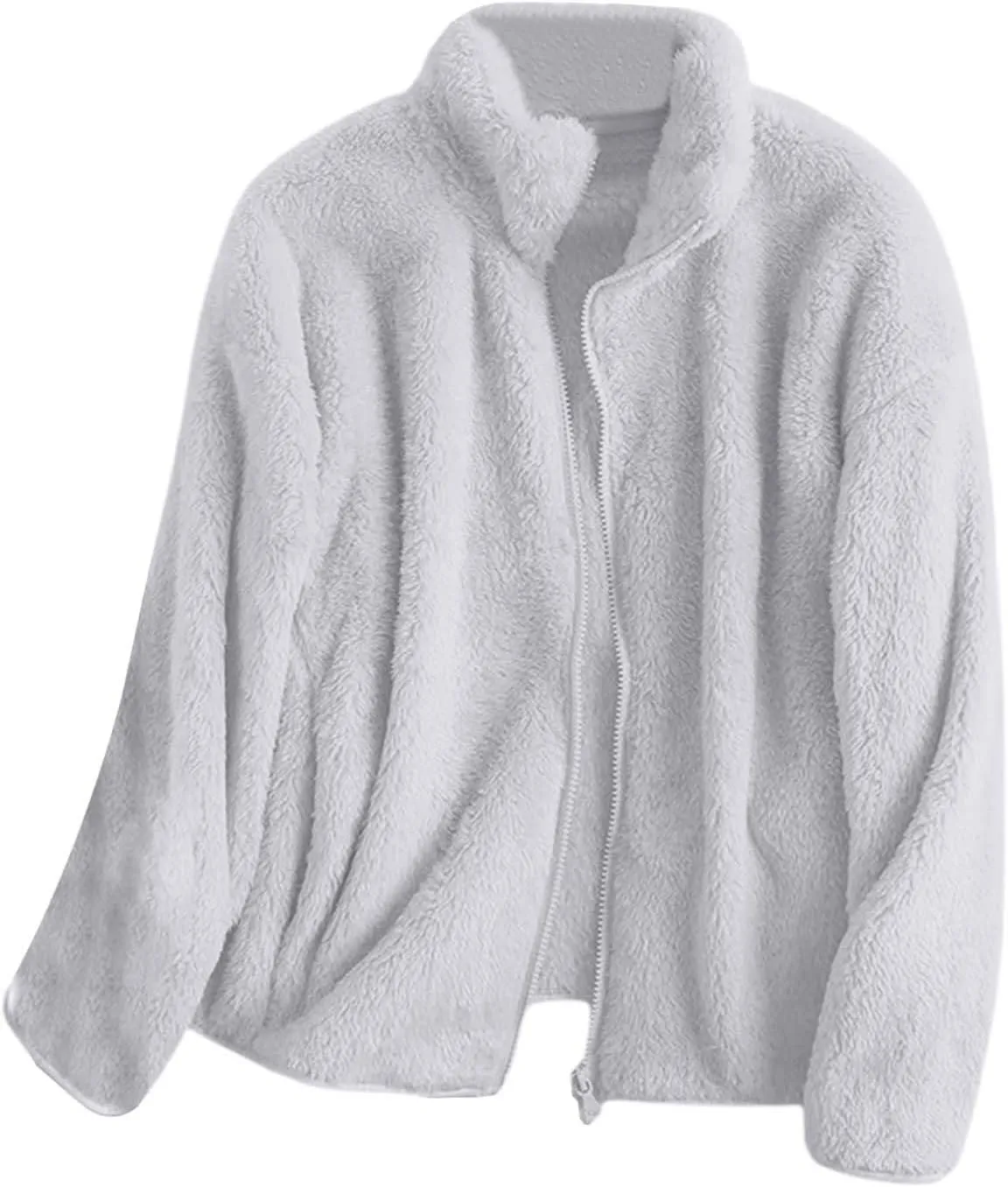 Sherpa Cardigan Sweaters for Women Fuzzy Fleece Full Zip Warm Lightweight Jackets Long Sleeve Plus Size Winter Coat