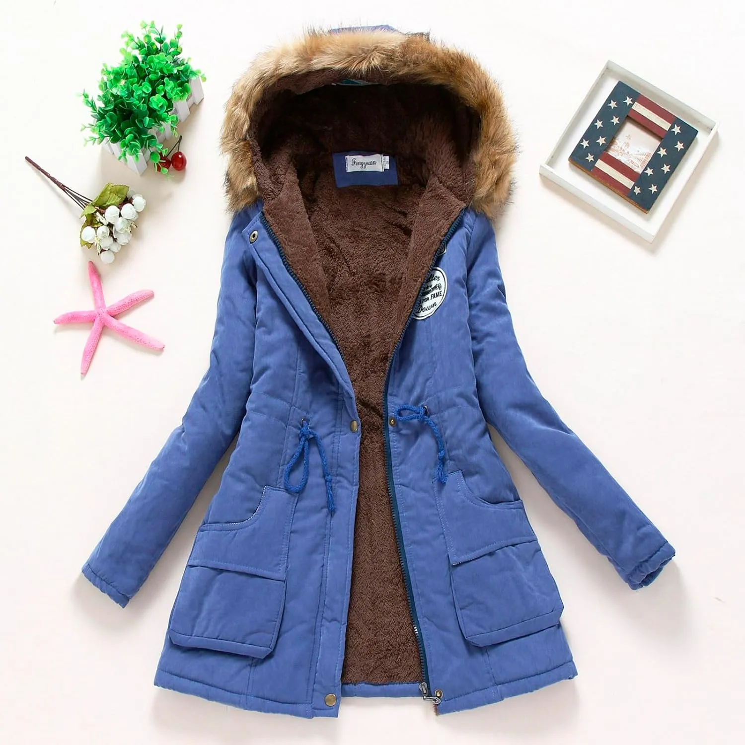 Sherpa Fleece Lined Jacket for Women 2024 Winter Warm Mid-Length Long Sleeve Jacket Loose Fit Zip Up Open Front Coat