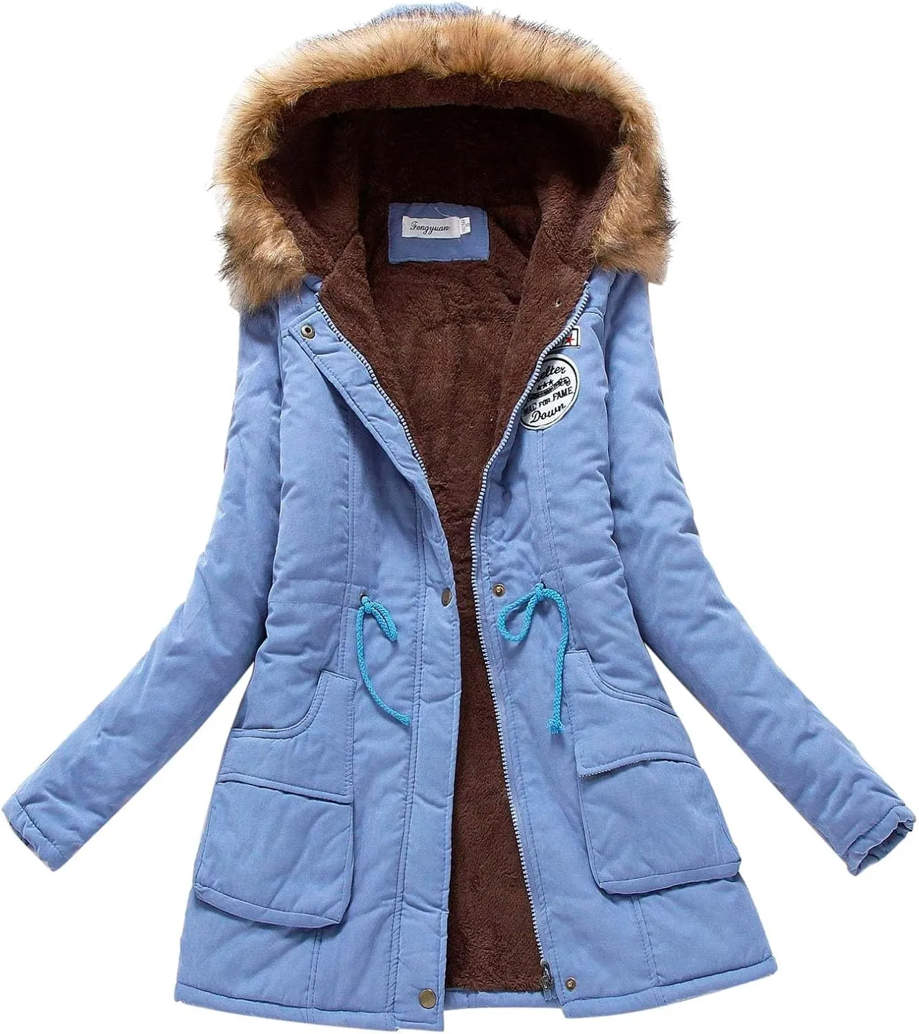 Sherpa Fleece Lined Jacket for Women 2024 Winter Warm Mid-Length Long Sleeve Jacket Loose Fit Zip Up Open Front Coat