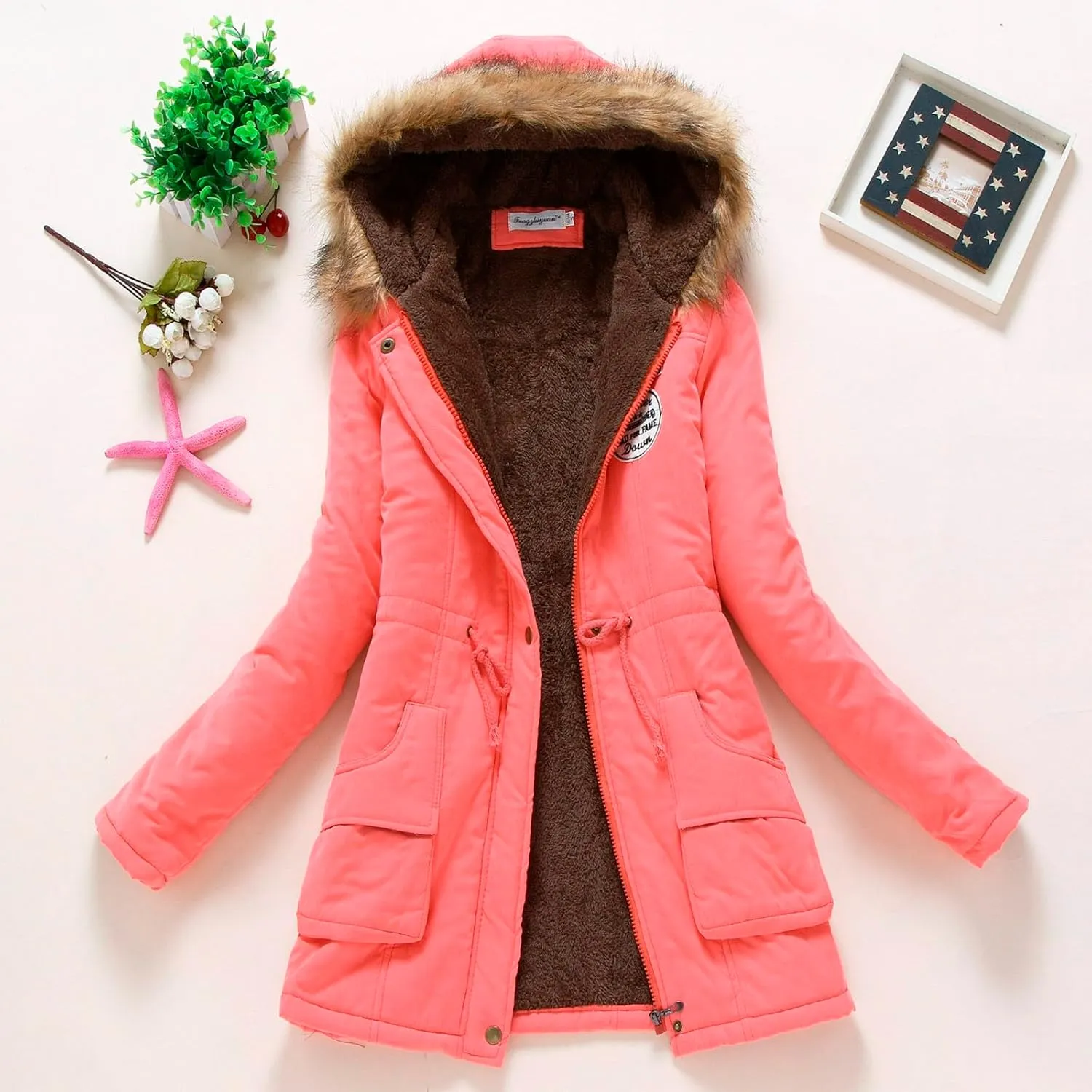 Sherpa Fleece Lined Jacket for Women 2024 Winter Warm Mid-Length Long Sleeve Jacket Loose Fit Zip Up Open Front Coat