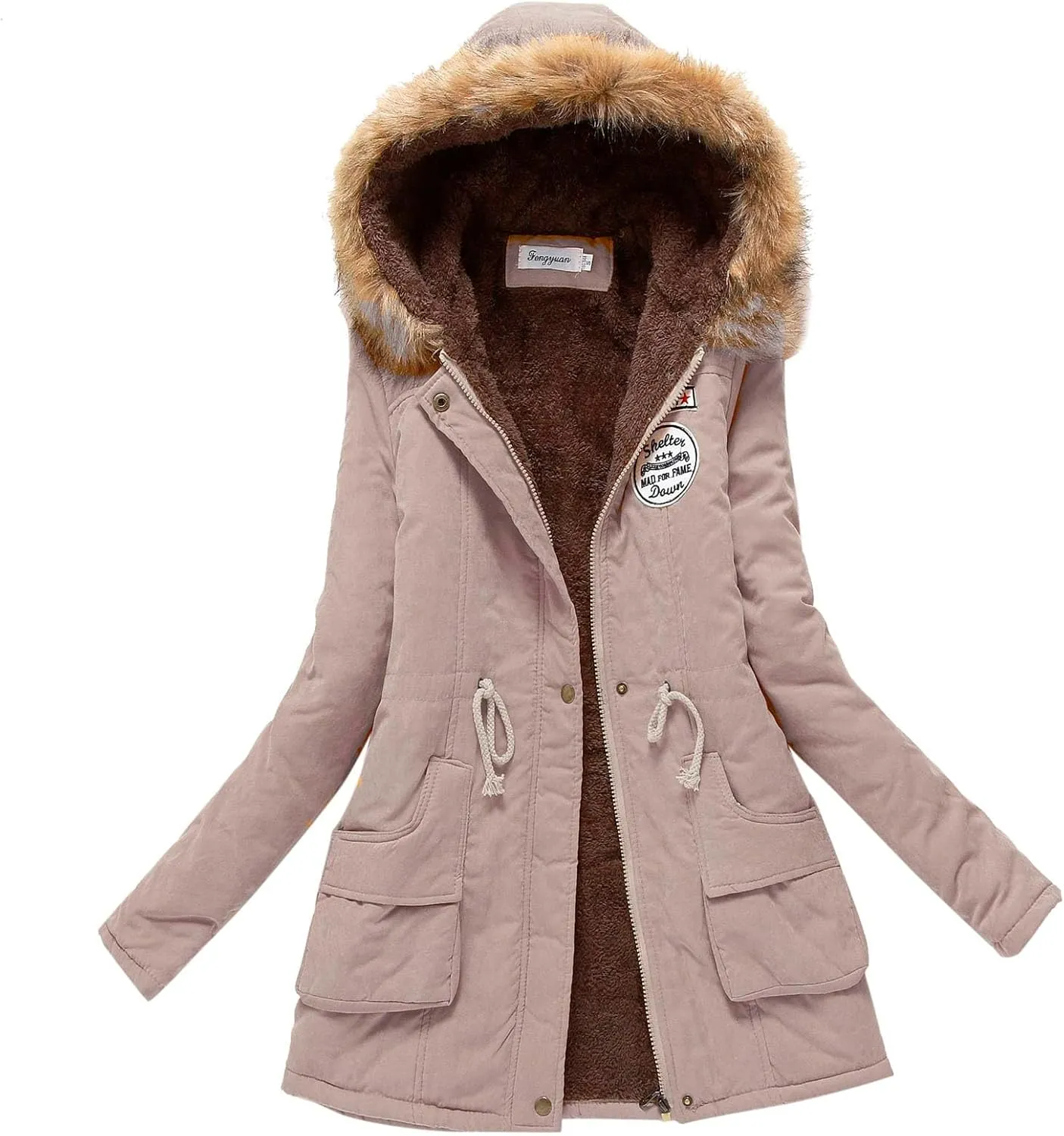 Sherpa Fleece Lined Jacket for Women 2024 Winter Warm Mid-Length Long Sleeve Jacket Loose Fit Zip Up Open Front Coat