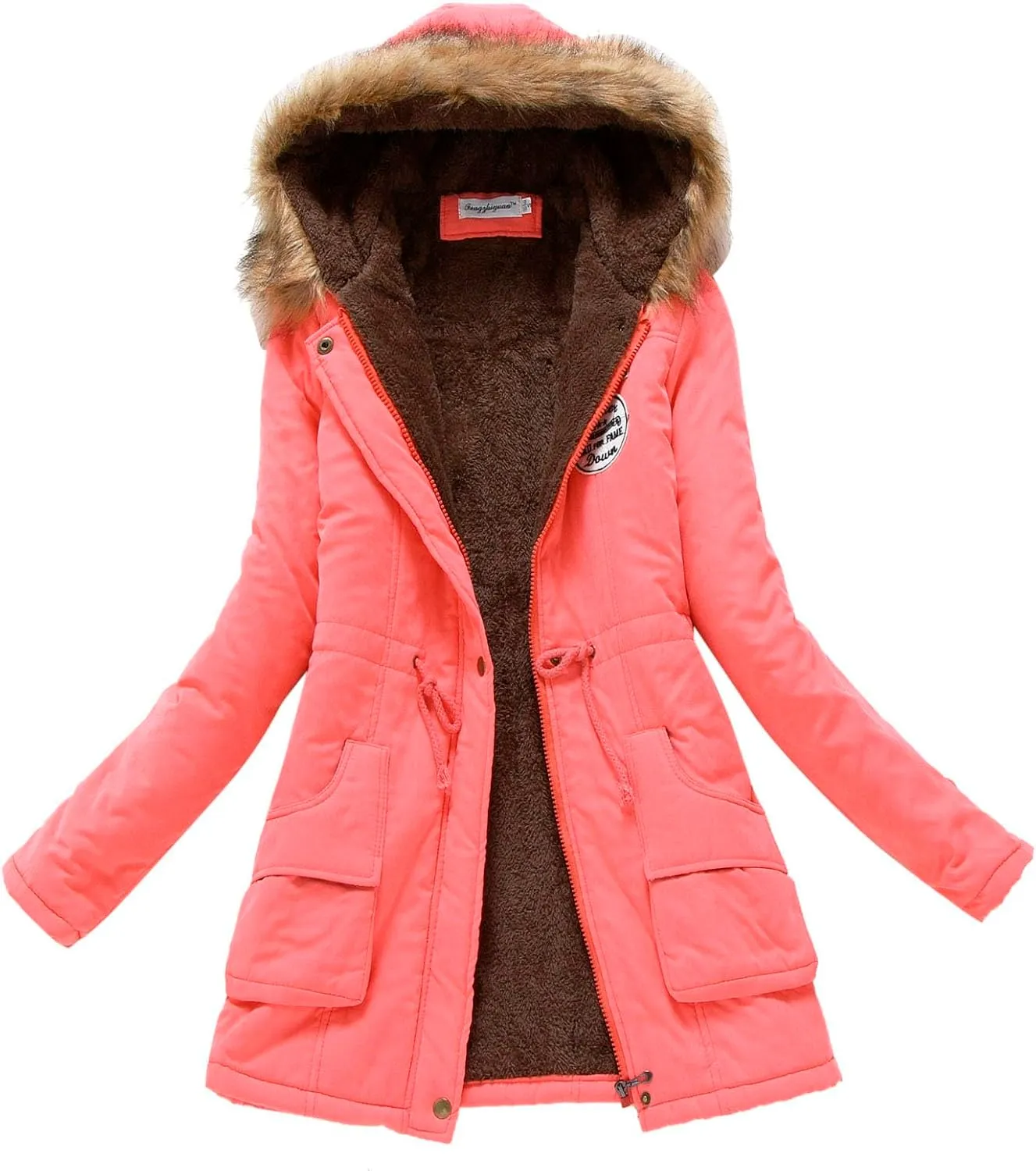 Sherpa Fleece Lined Jacket for Women 2024 Winter Warm Mid-Length Long Sleeve Jacket Loose Fit Zip Up Open Front Coat