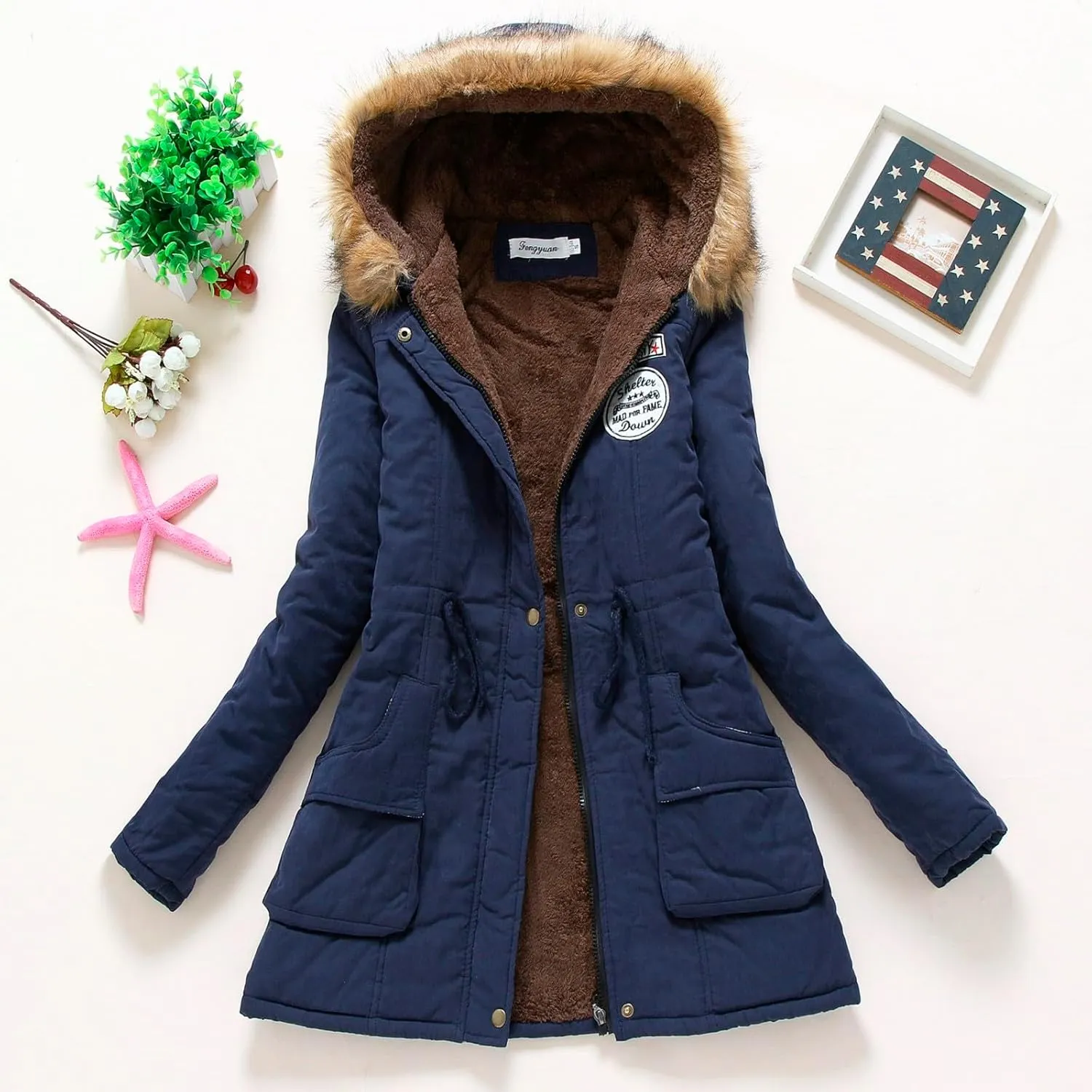 Sherpa Fleece Lined Jacket for Women 2024 Winter Warm Mid-Length Long Sleeve Jacket Loose Fit Zip Up Open Front Coat