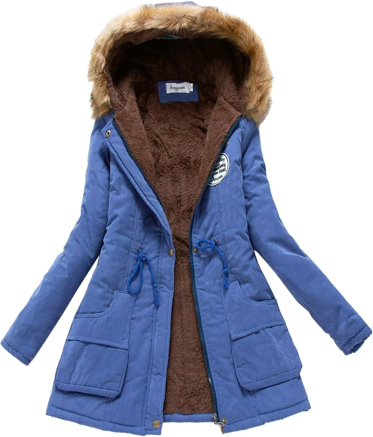Sherpa Fleece Lined Jacket for Women 2024 Winter Warm Mid-Length Long Sleeve Jacket Loose Fit Zip Up Open Front Coat