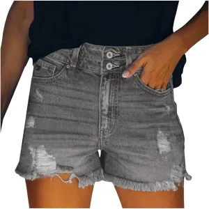 Short Jeans For Women Stretch Shorts Denim Plus Size Denim Shorts High Waisted Ripped Distressed Shorts For Summer