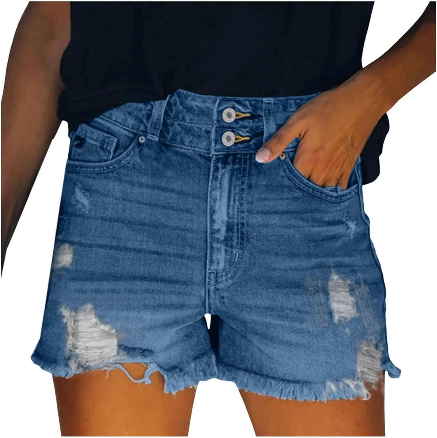 Short Jeans For Women Stretch Shorts Denim Plus Size Denim Shorts High Waisted Ripped Distressed Shorts For Summer