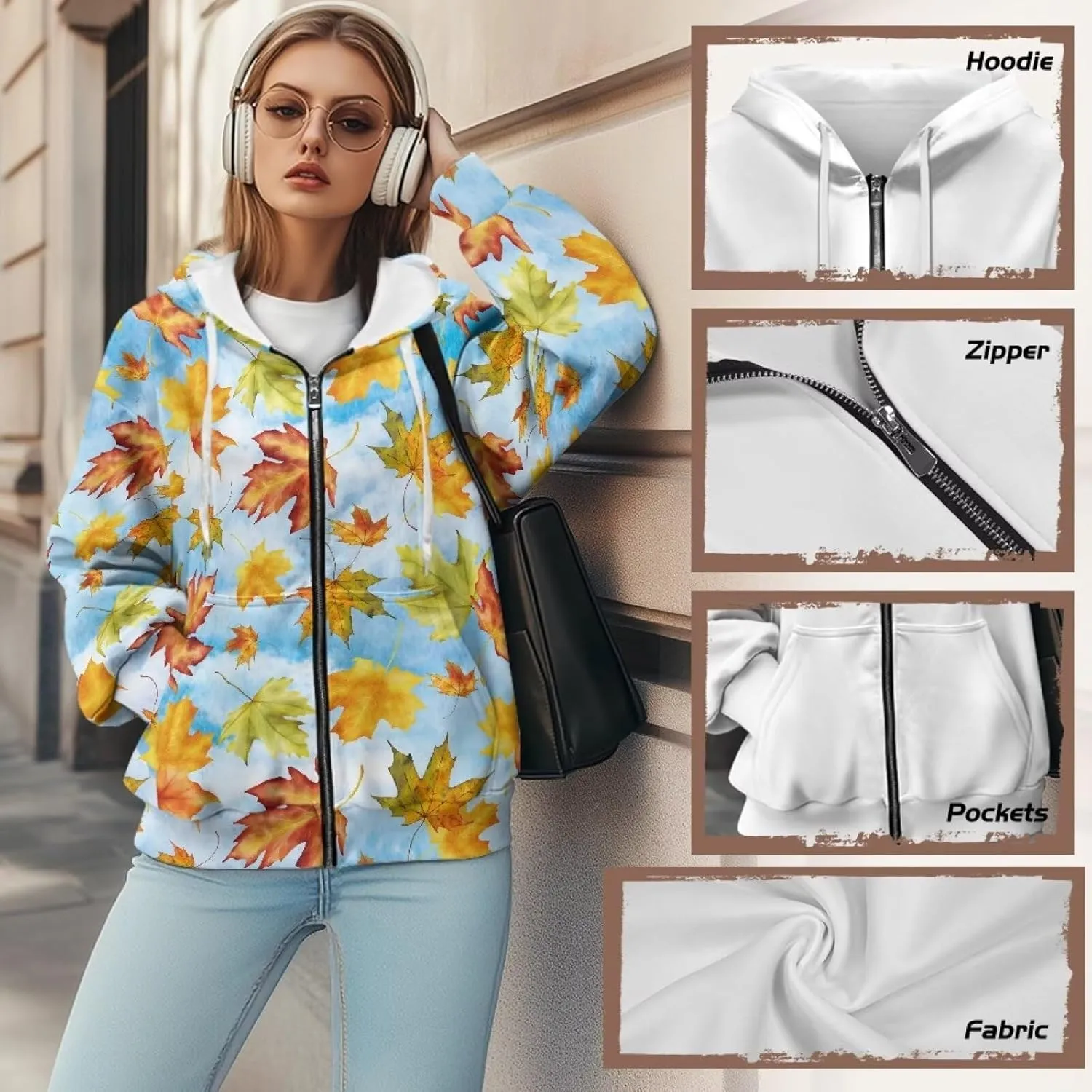 Showudesigns Hoodie for Women Zip Up Jackets Plus Size XS-XL Fashion Sweatshirts Activewear