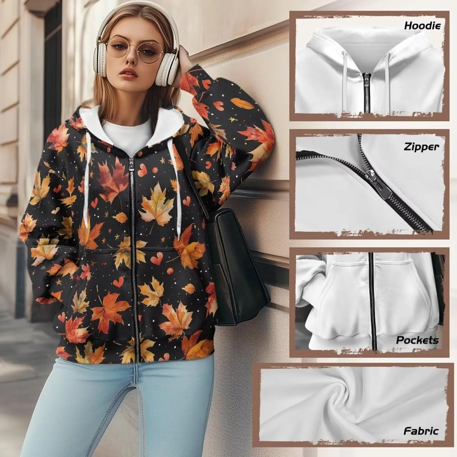 Showudesigns Hoodie for Women Zip Up Jackets Plus Size XS-XL Fashion Sweatshirts Activewear