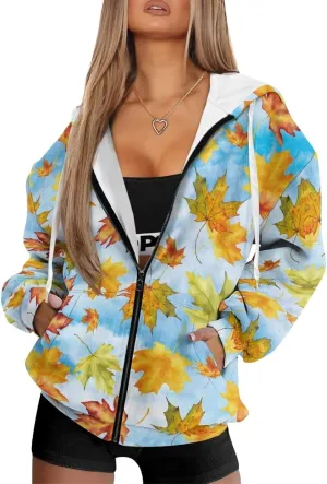 Showudesigns Hoodie for Women Zip Up Jackets Plus Size XS-XL Fashion Sweatshirts Activewear