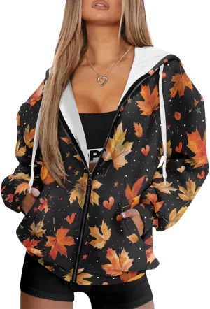 Showudesigns Hoodie for Women Zip Up Jackets Plus Size XS-XL Fashion Sweatshirts Activewear
