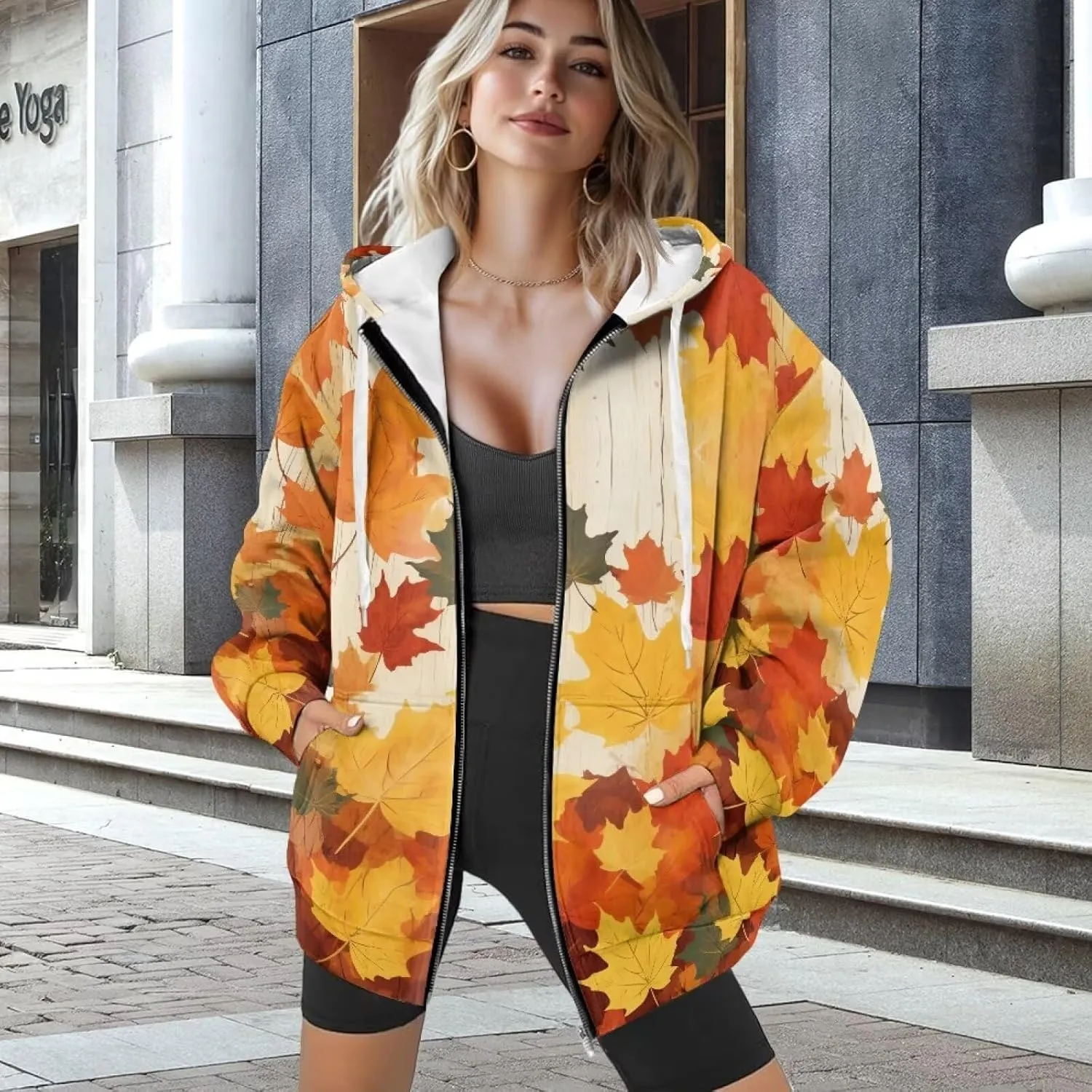 Showudesigns Hoodie for Women Zip Up Jackets Plus Size XS-XL Fashion Sweatshirts Activewear
