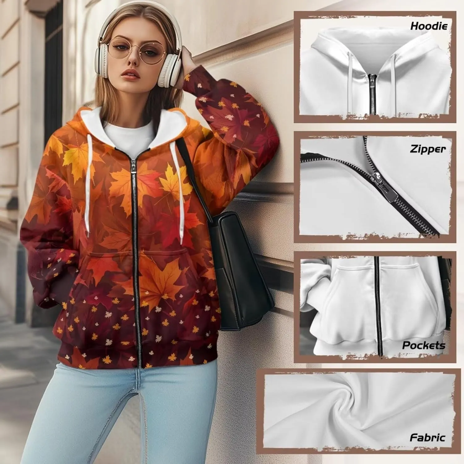 Showudesigns Hoodie for Women Zip Up Jackets Plus Size XS-XL Fashion Sweatshirts Activewear