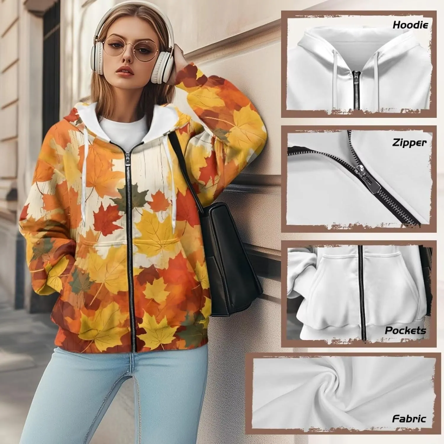 Showudesigns Hoodie for Women Zip Up Jackets Plus Size XS-XL Fashion Sweatshirts Activewear